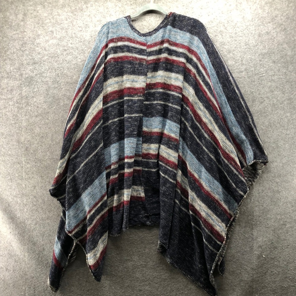 Free People The Big Trail Poncho Cardigan Womens L Blue Oversized Boho Earthy - Picture 4 of 9